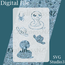 Load image into Gallery viewer, 1092 Snake w Hat Stencil DIGITAL CUT FILE
